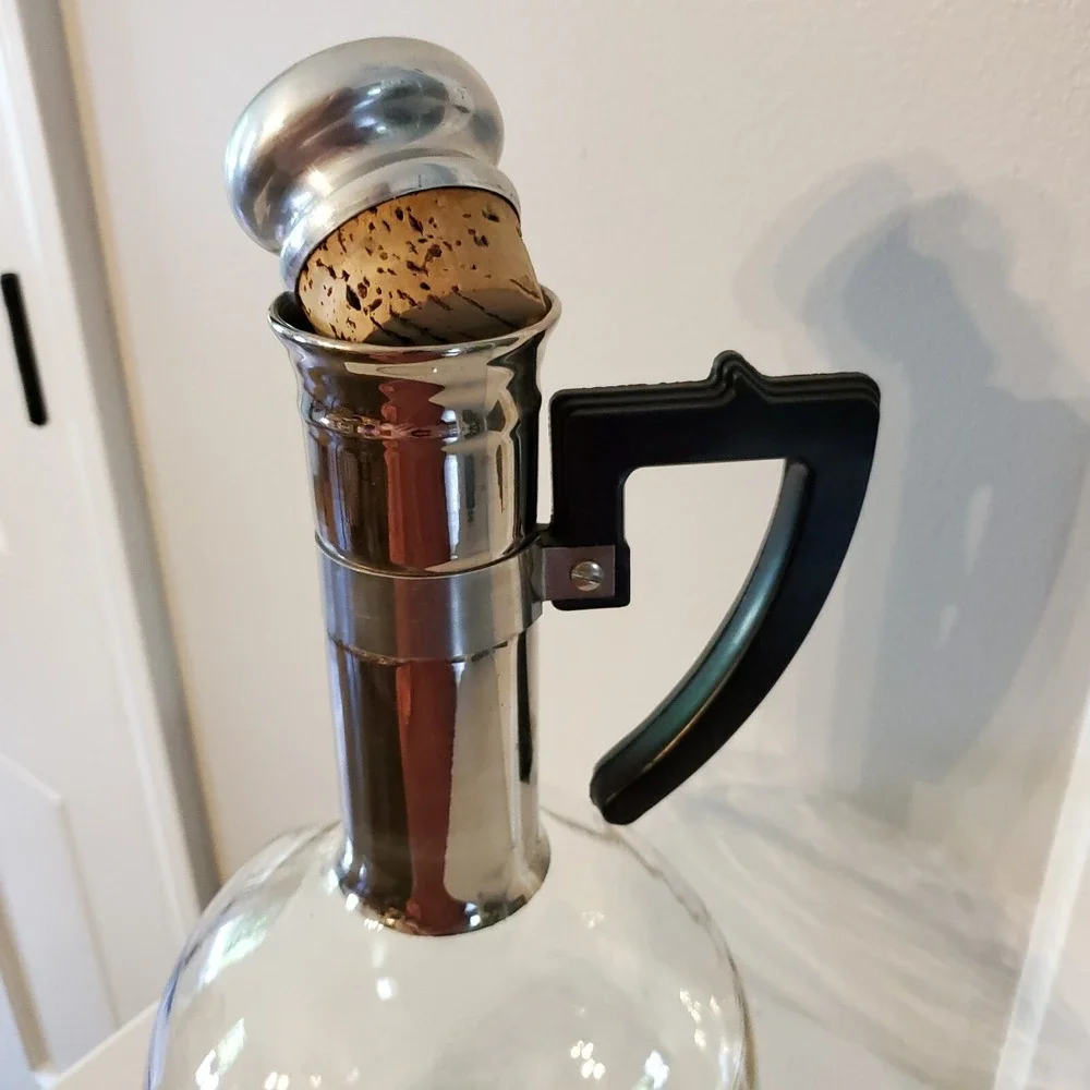Inland XXX Coffee Carafe Warming Stand Cork Stopper Hand Blown Glass 16 Cup Vtg